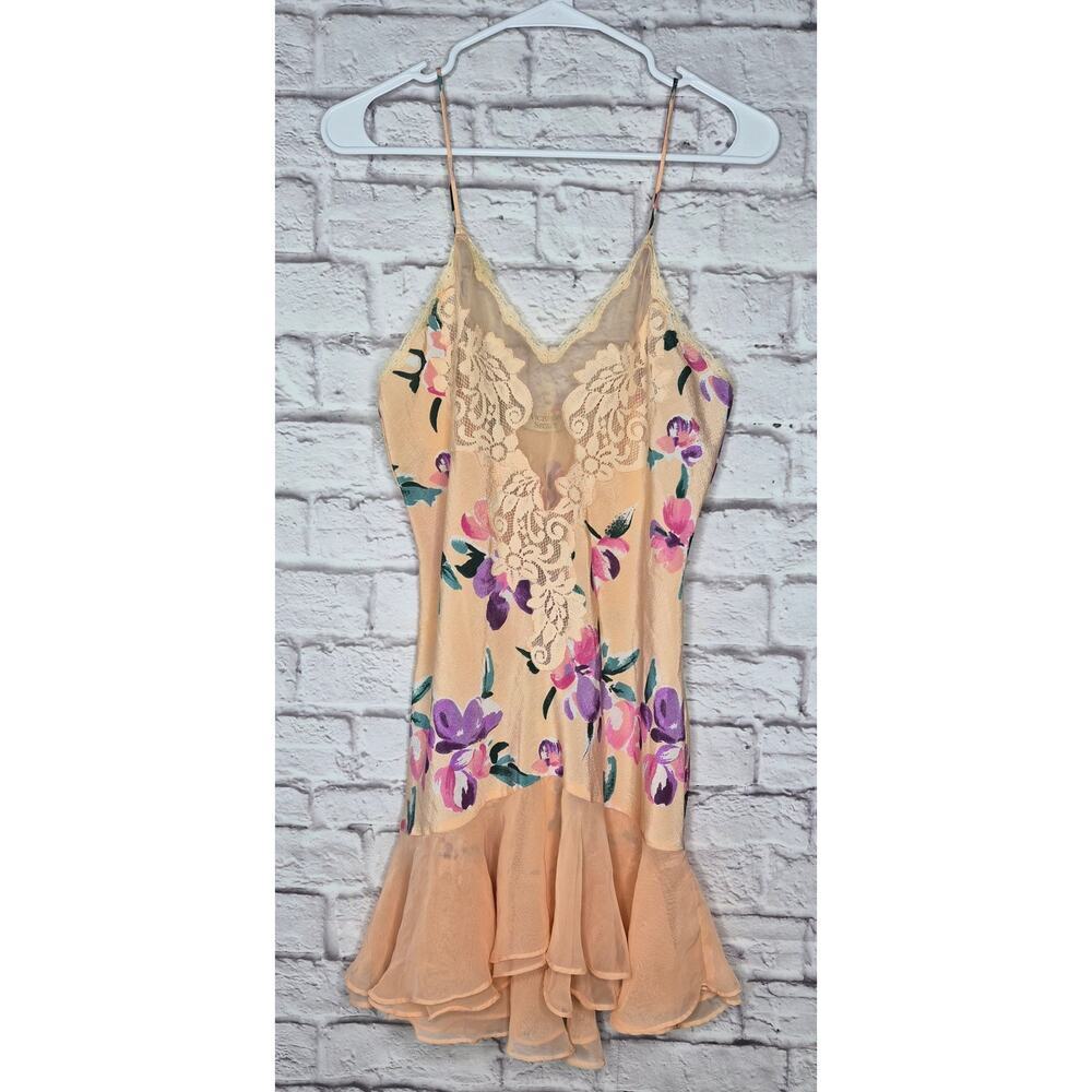 Victoria’s Secret Chiffon Chemise Babydoll Slip Dress Nightgown Lace medium 90s